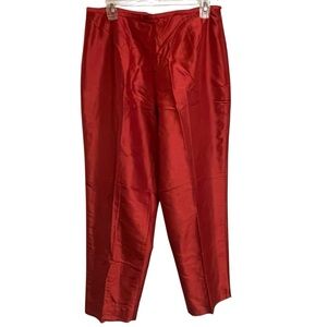 Silk Club Y2K Red Silk Side Zip Ankle Cropped Pants Size 14